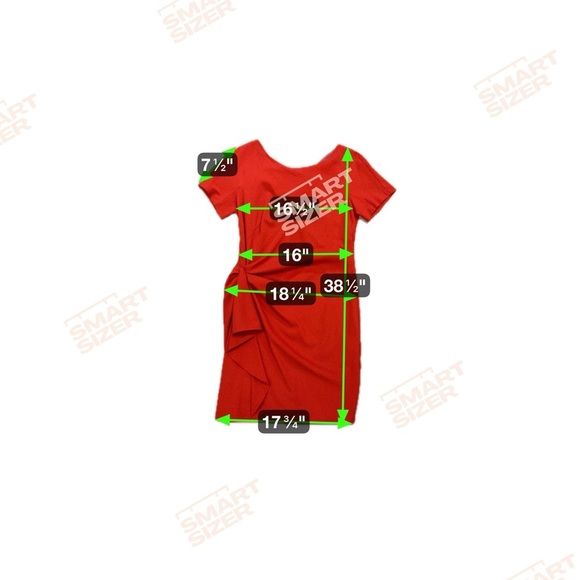 Escada Red Dress Short Sleeve V Neck Ruched Cocktail Party Evening Mini Bodycon - Picture 4 of 5